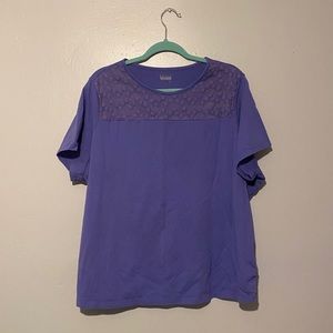 Purple blouse with floral mesh